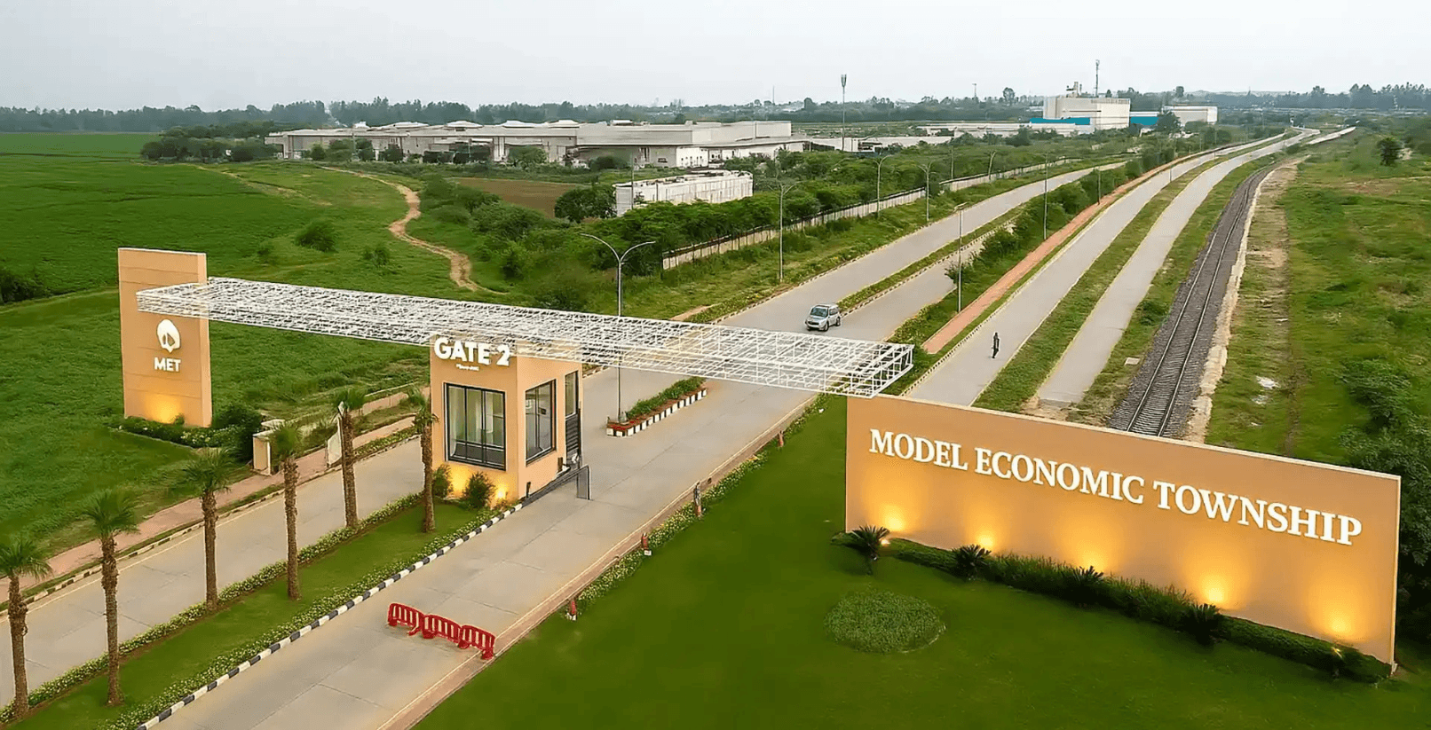 Reliance MET City Jhajjar Haryana entrance showcasing model economic township infrastructure by Reliance Industries